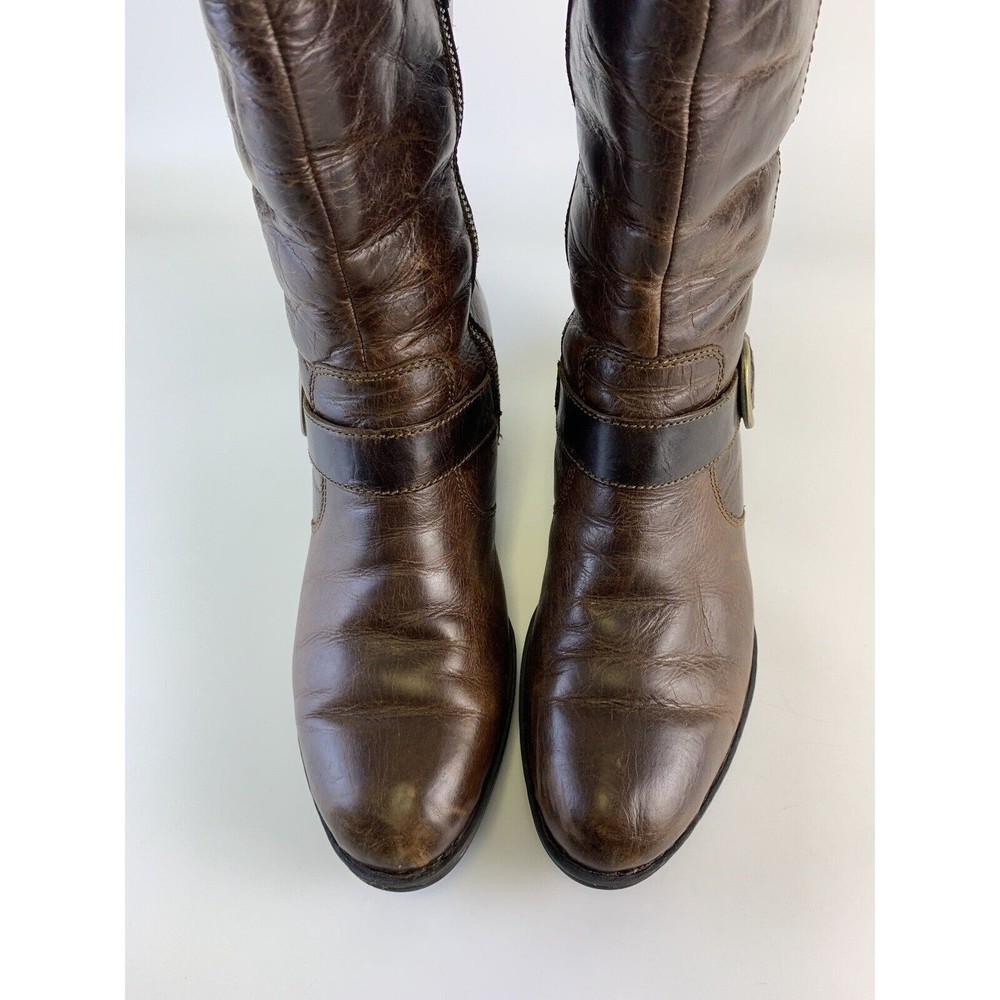 Born Randi Boots Tall Heel Shearling Lined Brown Distressed Leather Womens 11 - Picture 4 of 16